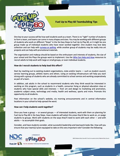 Picture of Teambuiling Tips from Fuel Up to Play 60